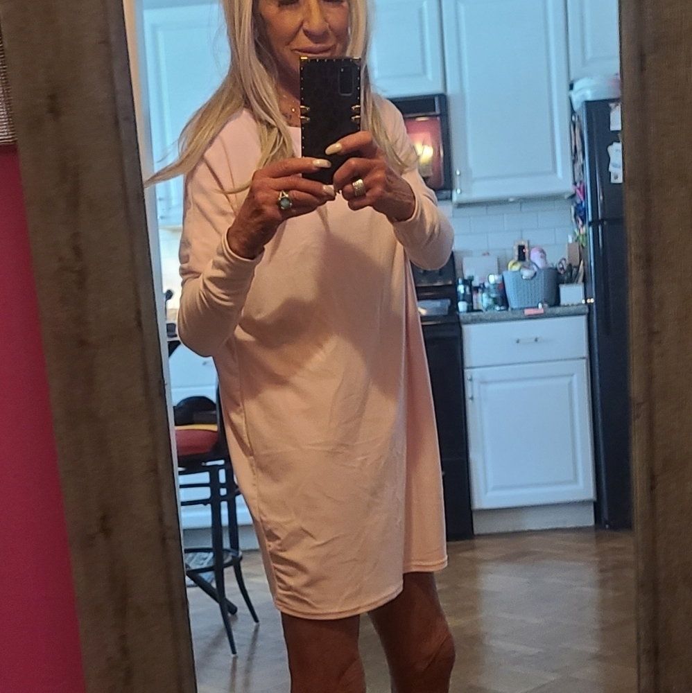 HP🔥🔥Cute Simple Pink Long Sleeve Dress - Picture 4 of 9